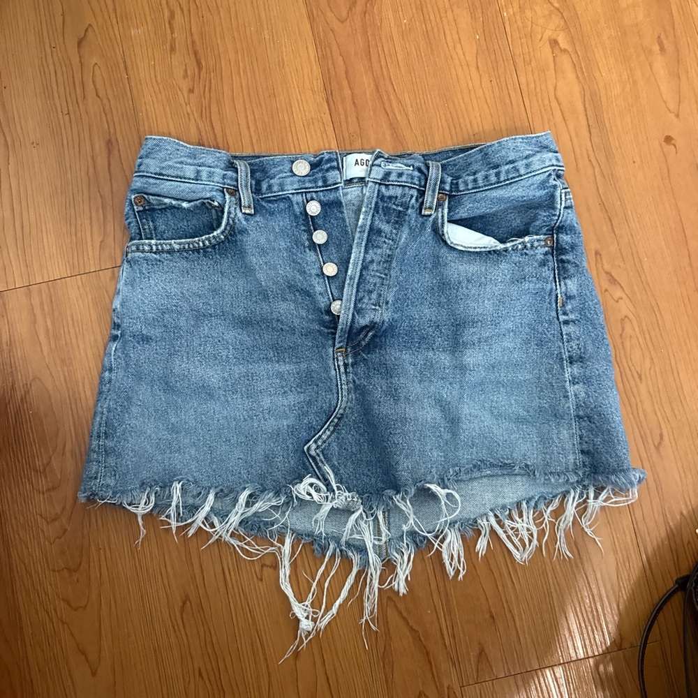 Agolde frayed hem denim skirt
